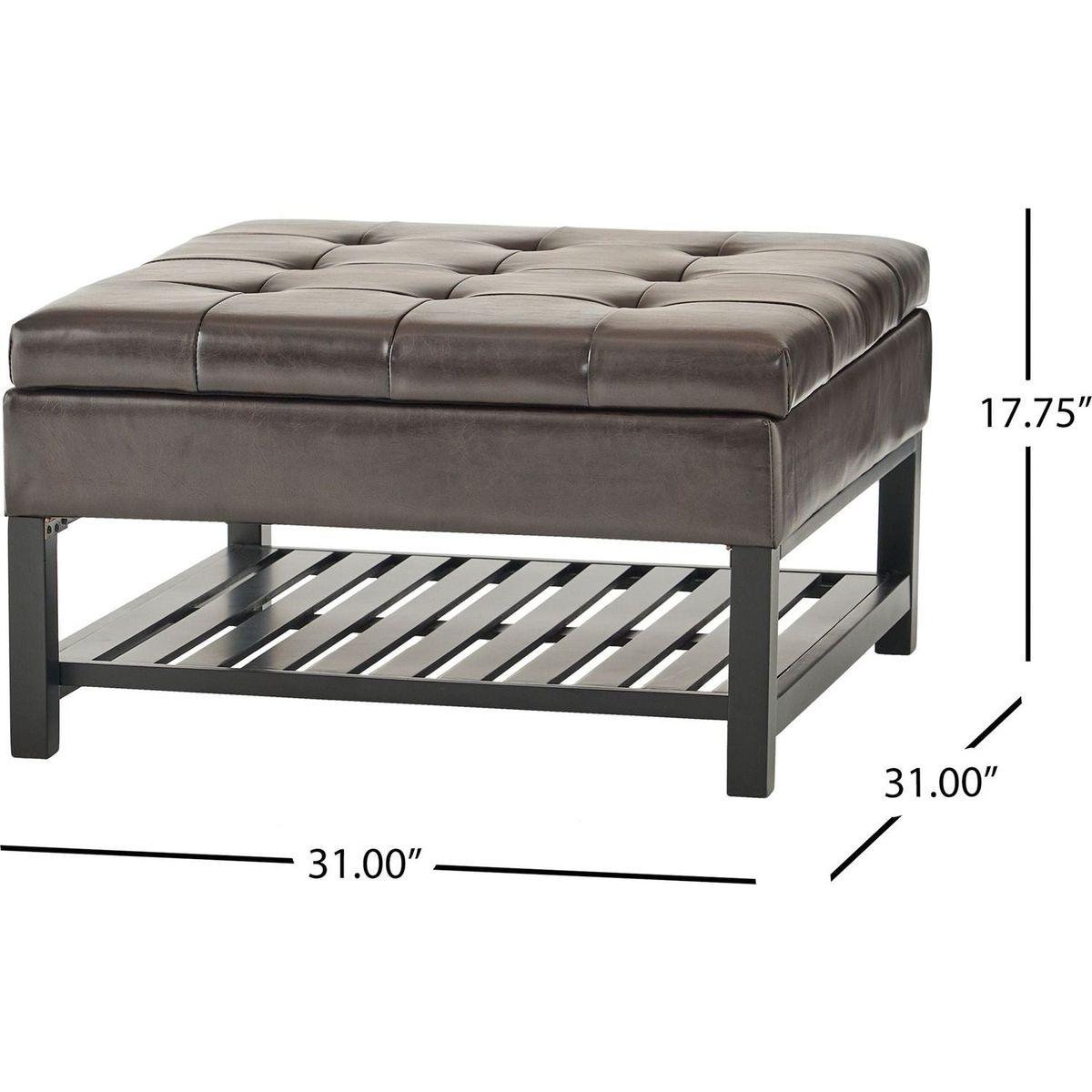 SQUARE OTTOMAN WITH STORAGE AND BOTTOM RACK