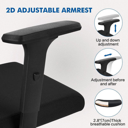 Ergonomic Office Chair with Adjustable Headrest, Lumbar Support, Mesh Desk Chair, Swivel Executive Task Chair, Computer Chair