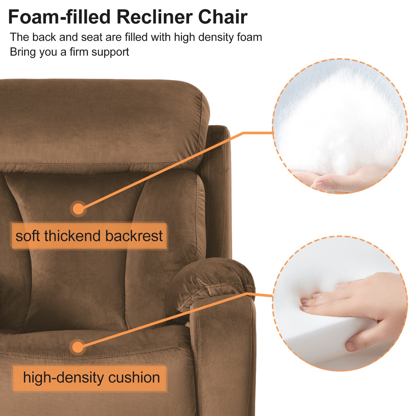 Lift Chair Recliner for Elderly Power Remote Control Recliner Sofa Relax Soft Chair Anti-skid Australia Cashmere Fabric Furniture Living Room(Brown)