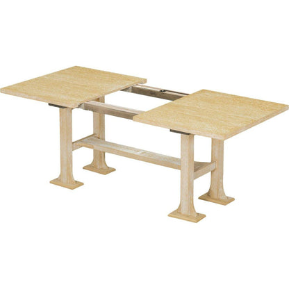 Farmhouse 76inch 6-Piece Extendable Dining Table Set Trestle Kitchen Table Set with 18inch Removable Leaf and Upholstered Dining Chair and Bench for Dining Room, Natural