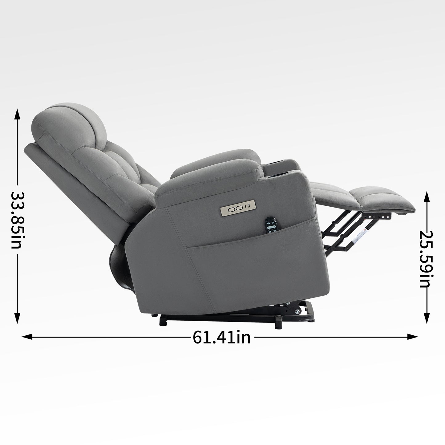 Okin Motor Up to 350 LBS Power Lift Recliner Chair, Heavy Duty Motion Mechanism with 8-Point Vibration Massage and Lumbar Heating, Cup Holders, USB and Type-C Ports, Removable Cushions, Grey