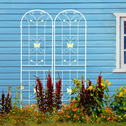 2 Pack Metal Garden Trellis 86.7" x 19.7" Rustproof Trellis for Climbing Plants Outdoor Flower Support Cream White