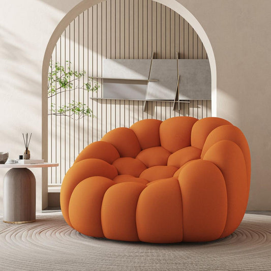 47" Lazy Floor Sofa, Curved Bubble Chair, Oversized Single Bubble Sofa, Modern 3D Bubble Bean Bag Chiar Sofa for Living Room, Office, Apartment, Reading Room (Orange)