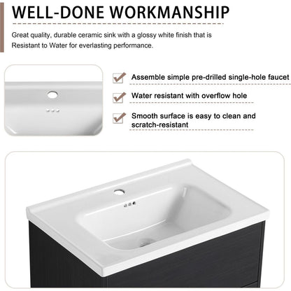 28 Inch Wall-Mounted Bathroom Vanity With Sink, For Small Bathroom (KD-Packing)