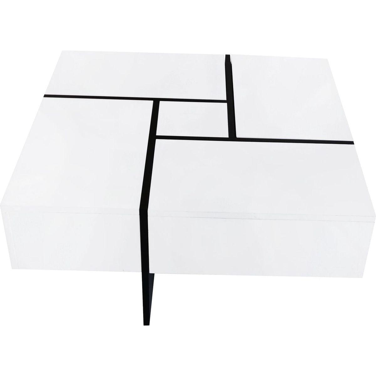 Unique Design Coffee Table with 4 Hidden Storage Compartments, Square Cocktail Table with Extendable Sliding Tabletop, UV High-gloss Design Center Table for Living Room, 31.5"x 31.5"