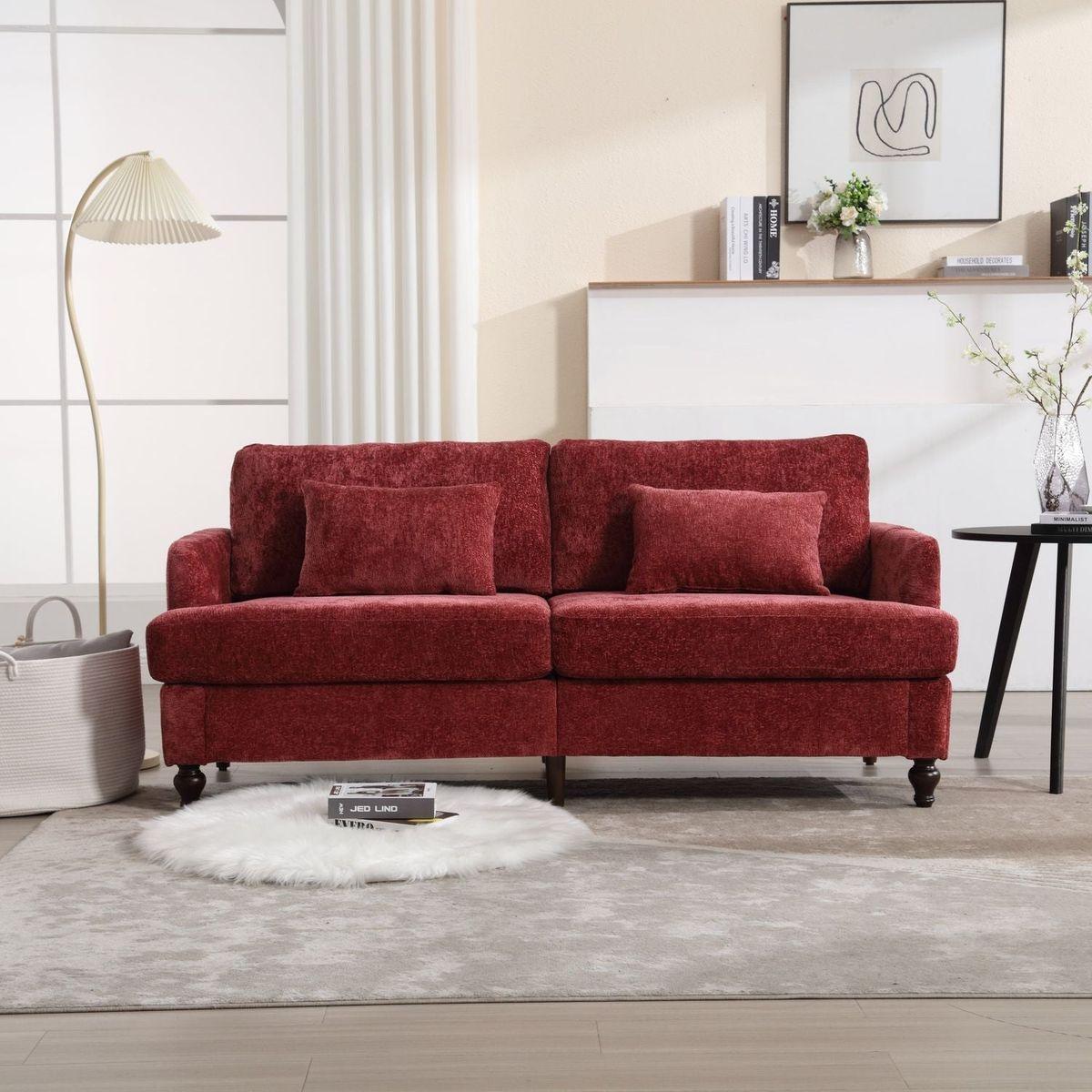Modern chenille Fabric Loveseat, 2-Seat Upholstered Loveseat Sofa Modern Couch