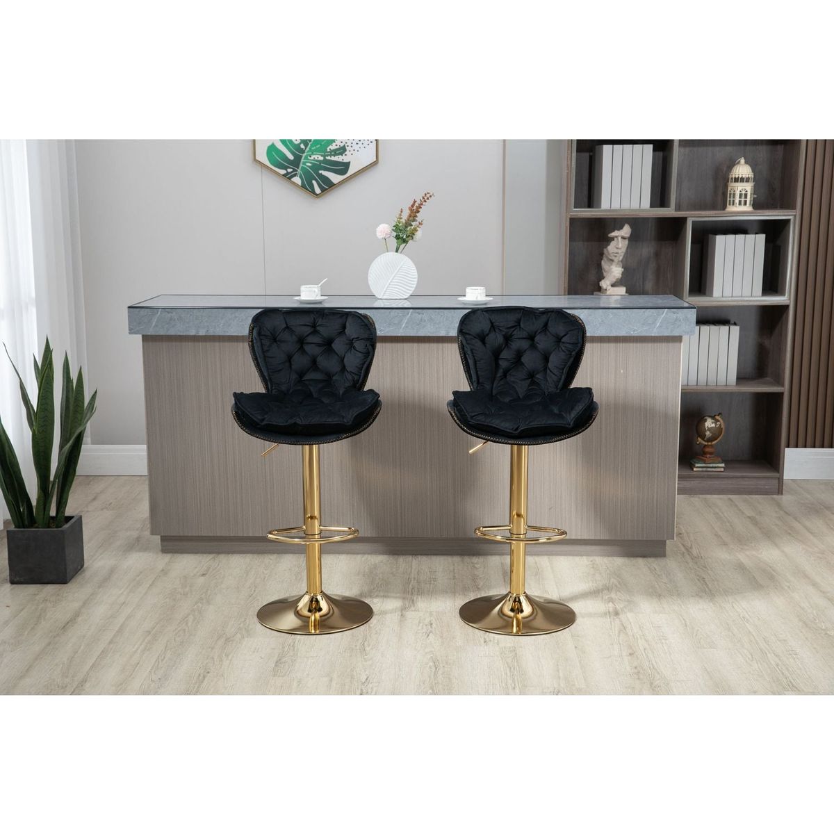 Swivel Bar Stools Set of 2 Adjustable Counter Height Chairs with Footrest for Kitchen, Dining Room 2PC/SET