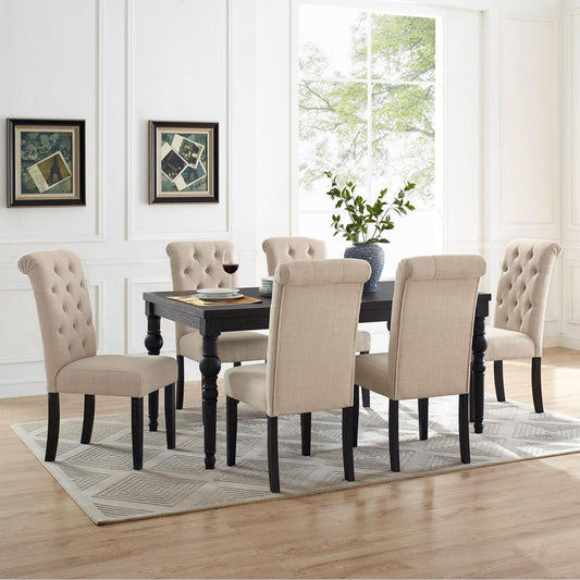 Leviton Urban Style Wood Dark Wash Turned-Leg Dining Set: Table and 6 Chairs