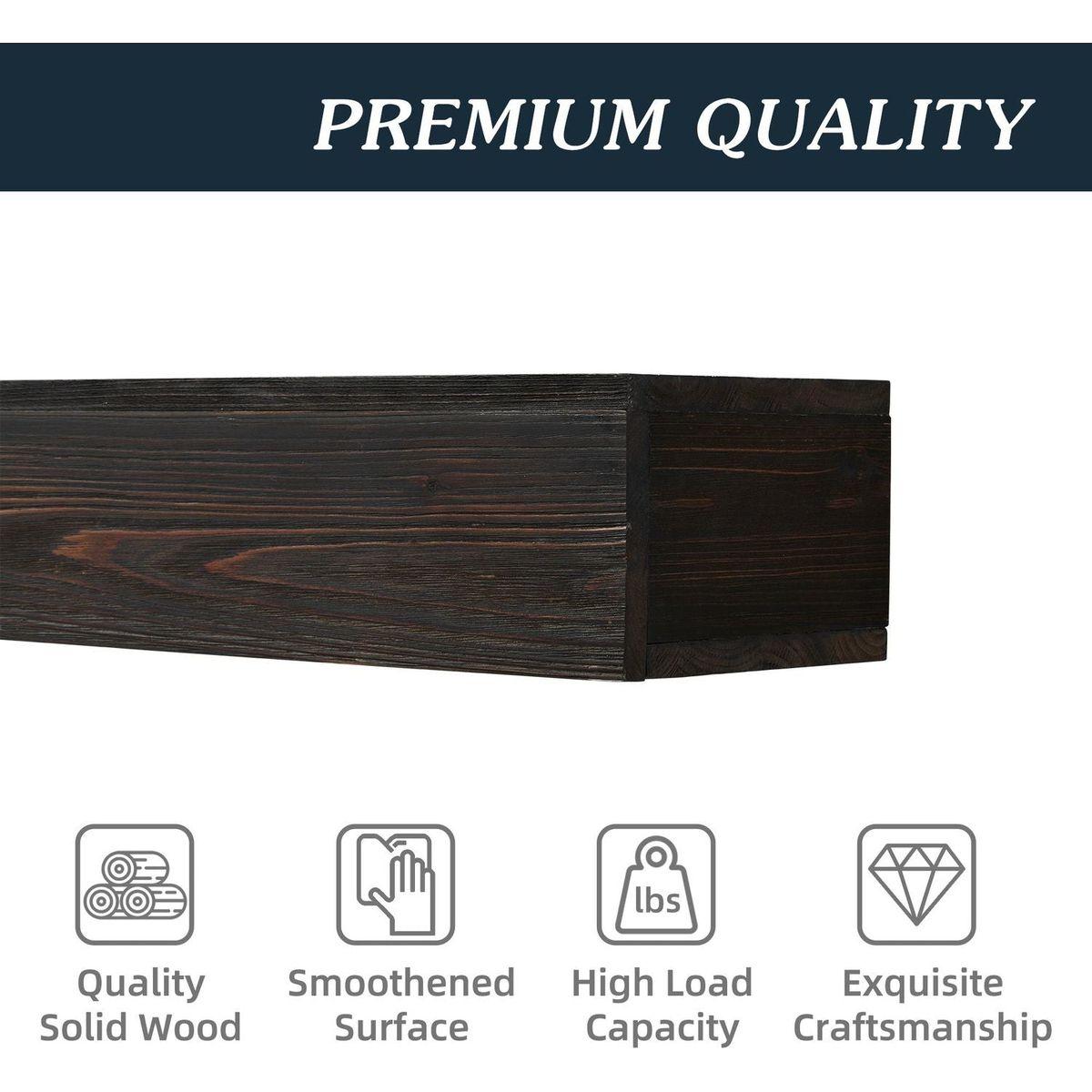 72" Rustic Wood Fireplace Mantel,Wall-Mounted & Floating Shelf for Home Decor