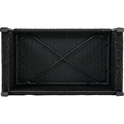 Spa Surround Spa Frame Quadrilateral Outdoor Rattan Sectional Sofa Set with Mini Sofa,Wooden Seats and Storage Spaces, Beige