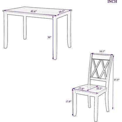 5-Piece Dining Table Set Home Kitchen Table and Chairs Wood Dining Set, White+Cherry