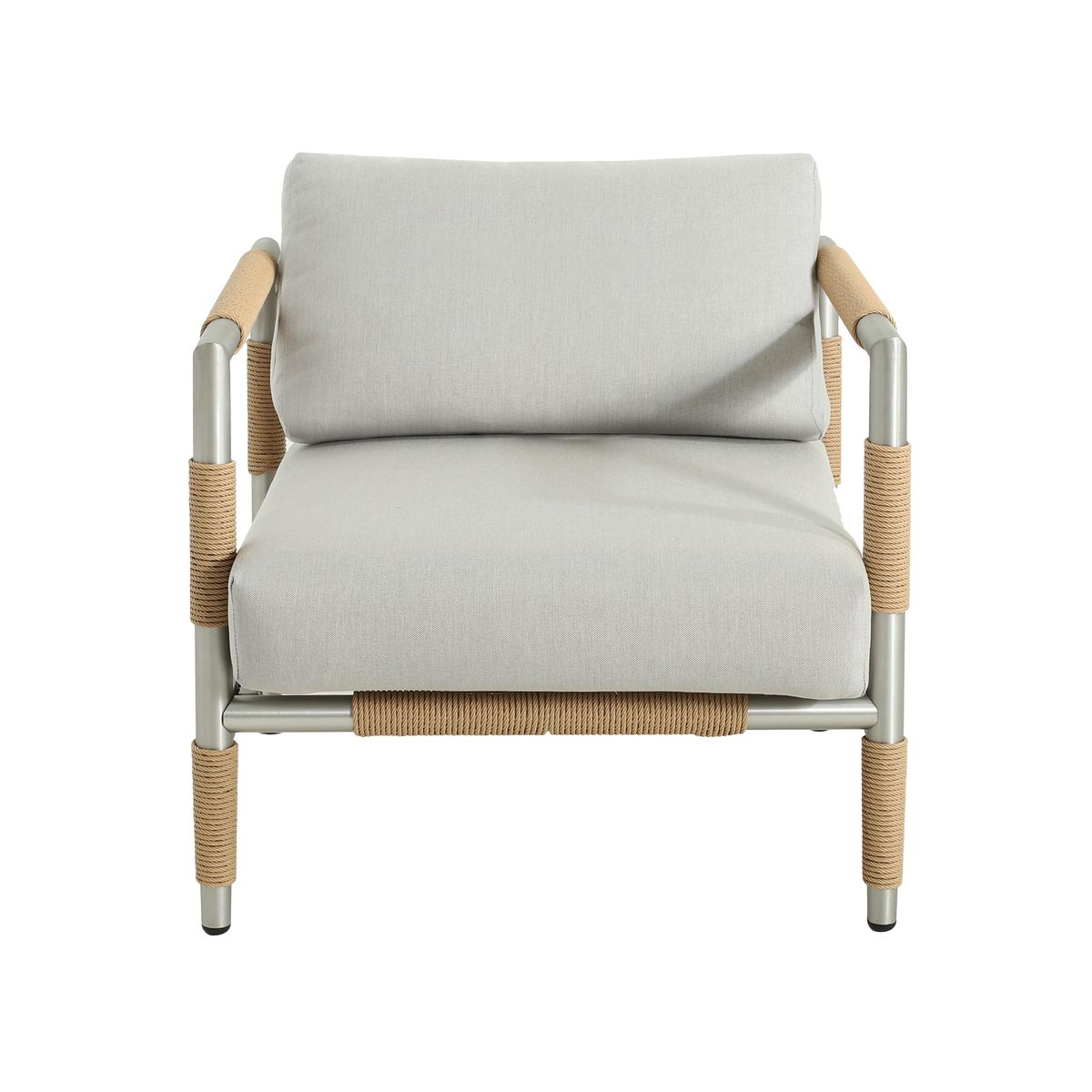 Oriana Aluminum Outdoor Patio Armchair with Thick Cushions in Light Grey