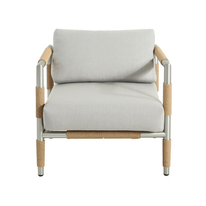 Oriana Aluminum Outdoor Patio Armchair with Thick Cushions in Light Grey