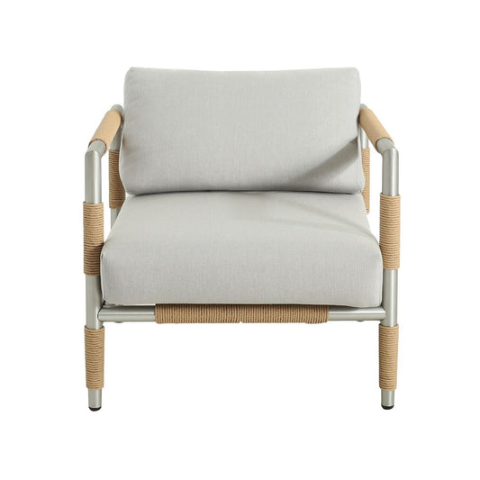 Oriana Aluminum Outdoor Patio Armchair with Thick Cushions in Light Grey
