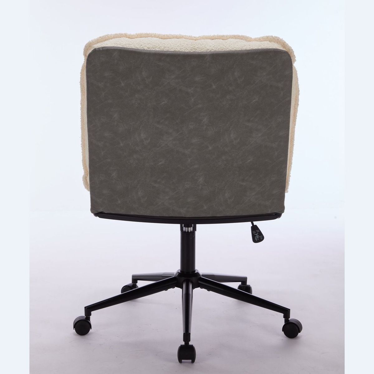 Oversize Seat Cirss Cross Chair with Wheels, Elegant Design Computer Chair, Adjustable Height 360 Rolling Swivel Home Office Chair for Small Space, Dressing Room, Living Room (GRAY+WHITE)