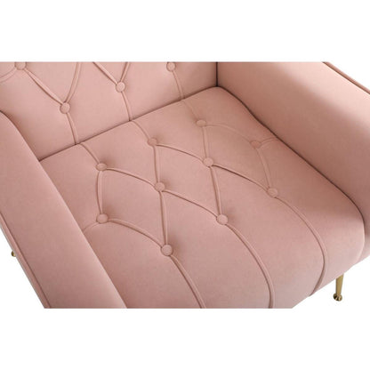 Modern Accent Chair with Ottoman, Comfy Armchair for Living Room, Bedroom, Apartment, Office (Pink)