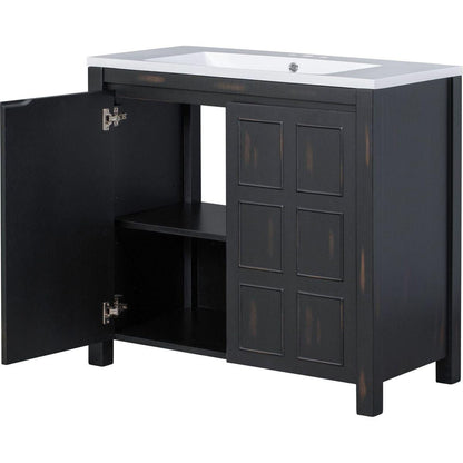 36" Bathroom Vanity Organizer with Sink, Combo Cabinet Set, Bathroom Storage Cabinet, Retro Espresso