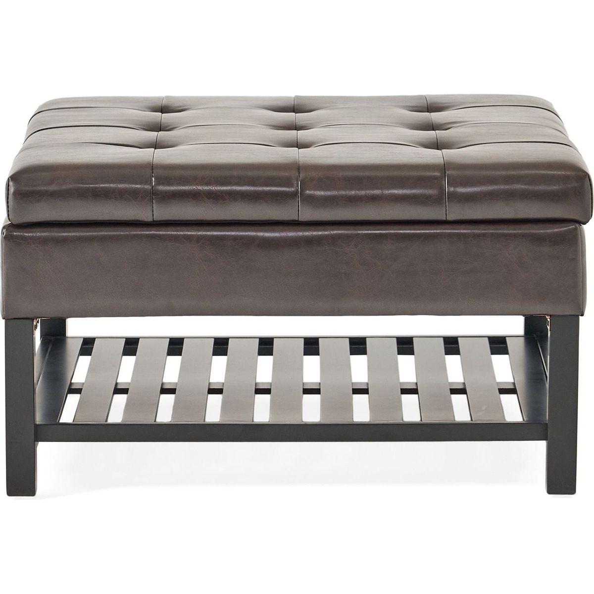 SQUARE OTTOMAN WITH STORAGE AND BOTTOM RACK