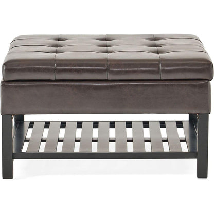 SQUARE OTTOMAN WITH STORAGE AND BOTTOM RACK