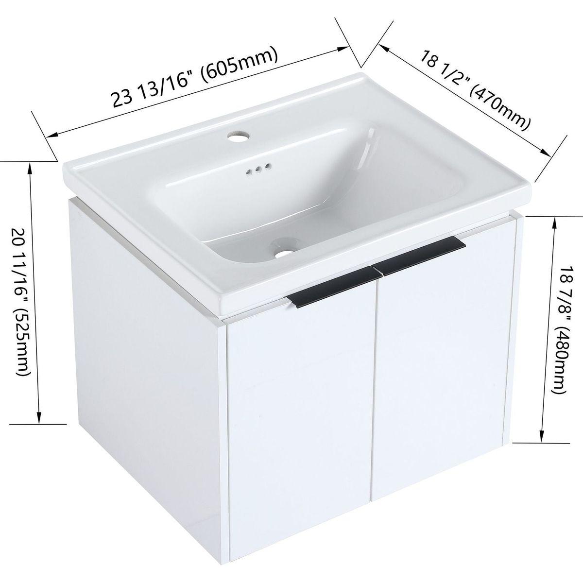 24 Inch Soft Close Doors Bathroom Vanity With Sink, Suitable For Small Bathroom