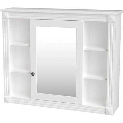 35" x 28" Wall Mounted Bathroom Storage Cabinet, Medicine Cabinet, Modern Bathroom Wall Cabinet with Mirror, Mirror Cabinet with 6 Open Shelves (Not Include Bathroom Vanity)