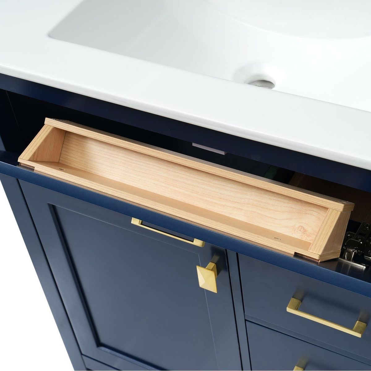 30-Inch Blue Bathroom Vanity with Ceramic Sink and Ample Storage - Ideal Choice for Small Bathrooms