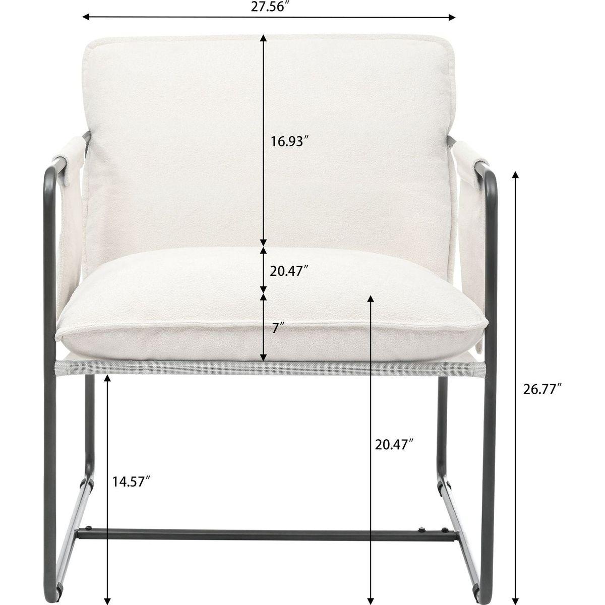 2 Sets 1 Case, Upholstered hanging armchair with arm pocket metal frame, crushed foamcushions and skin-friendly braid for living room and bedroom. White color