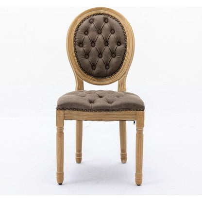 French Style Solid Wood Frame Antique Painting,Hand-pulled buckle decoration PU artificial leather Dining Chair with Nailhead Trim, Wood Legs,Density Foam,Steel Spring inner,Set of 2,Brown