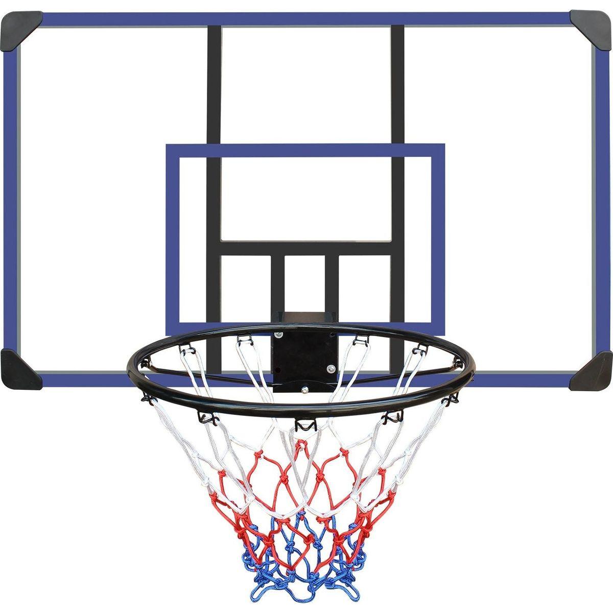 Wall-mounted basketball hoop, 45 x 29 inches shatterproof back, folding hoop, durable hoop and all-weather mesh for indoor and outdoor use