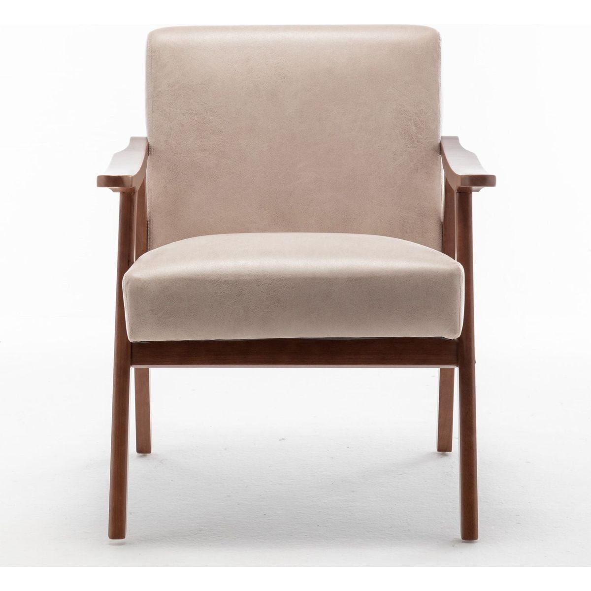 Mid-Century Modern Chair, Living Room Chair with Solid Wood Frame, Accent Chair Extra-Thick Backrest, Wingback Chair for Bedroom, Reading Room, Living Room, Lounge Chair Indoor