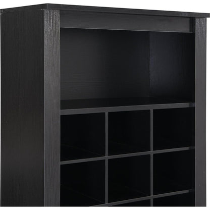 Stylish Design 30 Shoe Cubby Console, Contemporary Shoe Cabinet with Multiple Storage Capacity, Free Standing Tall Cabinet with Versatile Use for Hallway, Bedroom, Black