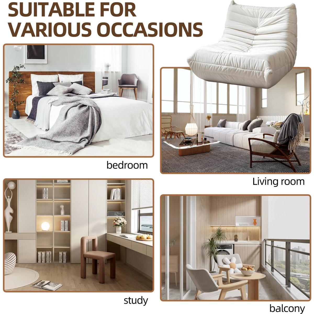 No Installation Bean Bag Chair Big Beanbag Chair for Adults Bean Bag Lounger Foam Chair for Home, Apartment, Living room or Gaming Venue Sofa in a box