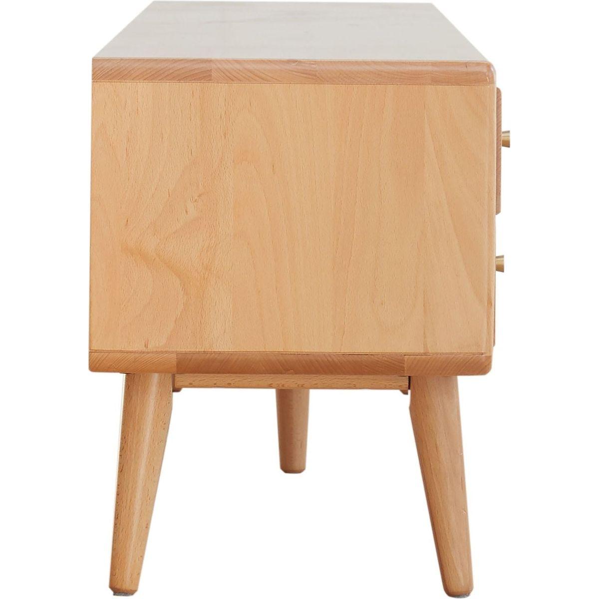 North America A Grade Solid Beech TV Cabinet With Chinese Changhong Glass Doors, Two Drawer Storage Space TV Standing