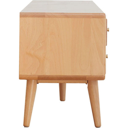 North America A Grade Solid Beech TV Cabinet With Chinese Changhong Glass Doors, Two Drawer Storage Space TV Standing