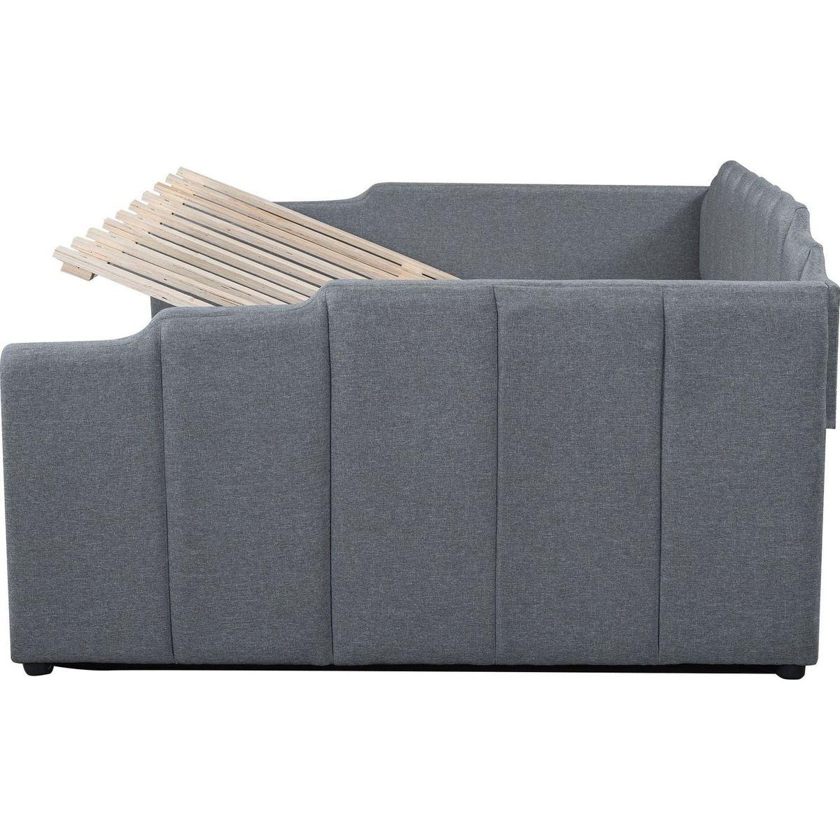 Upholstered Daybed with Underneath Storage,Full Size, Gray