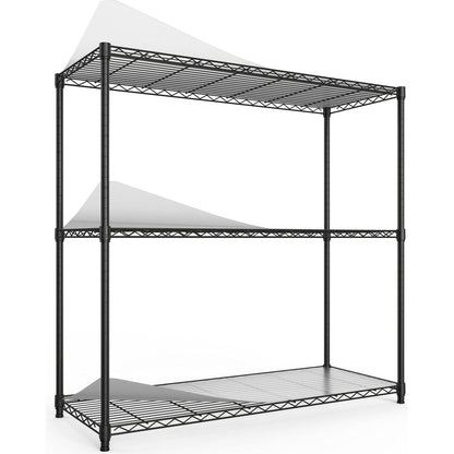 3 Tier Wire Shelving Unit, 1050 LBS NSF Height Adjustable Metal Garage Storage Shelves, Heavy Duty Storage Wire Rack Metal Shelves - Black