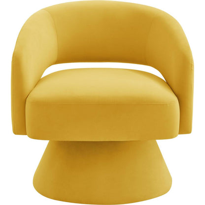 Modern Swivel Barrel Chair, Upholstered Velvet Round Accent Chairs,360 Degree Comfy Swivel Chair with Open Backrest, Single Chair Armchair for Living Room Bedroom, Homerest, Yellow