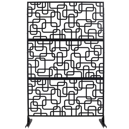 Outdoor & Indoor Privacy Screen Metal Privacy Screen 76' H×48' W, Freestanding Decorative Privacy Screen for Deck Balcony Patio, Privacy Fence Panels for Outside Lawn Garden PS114 BLACK, LIGHT