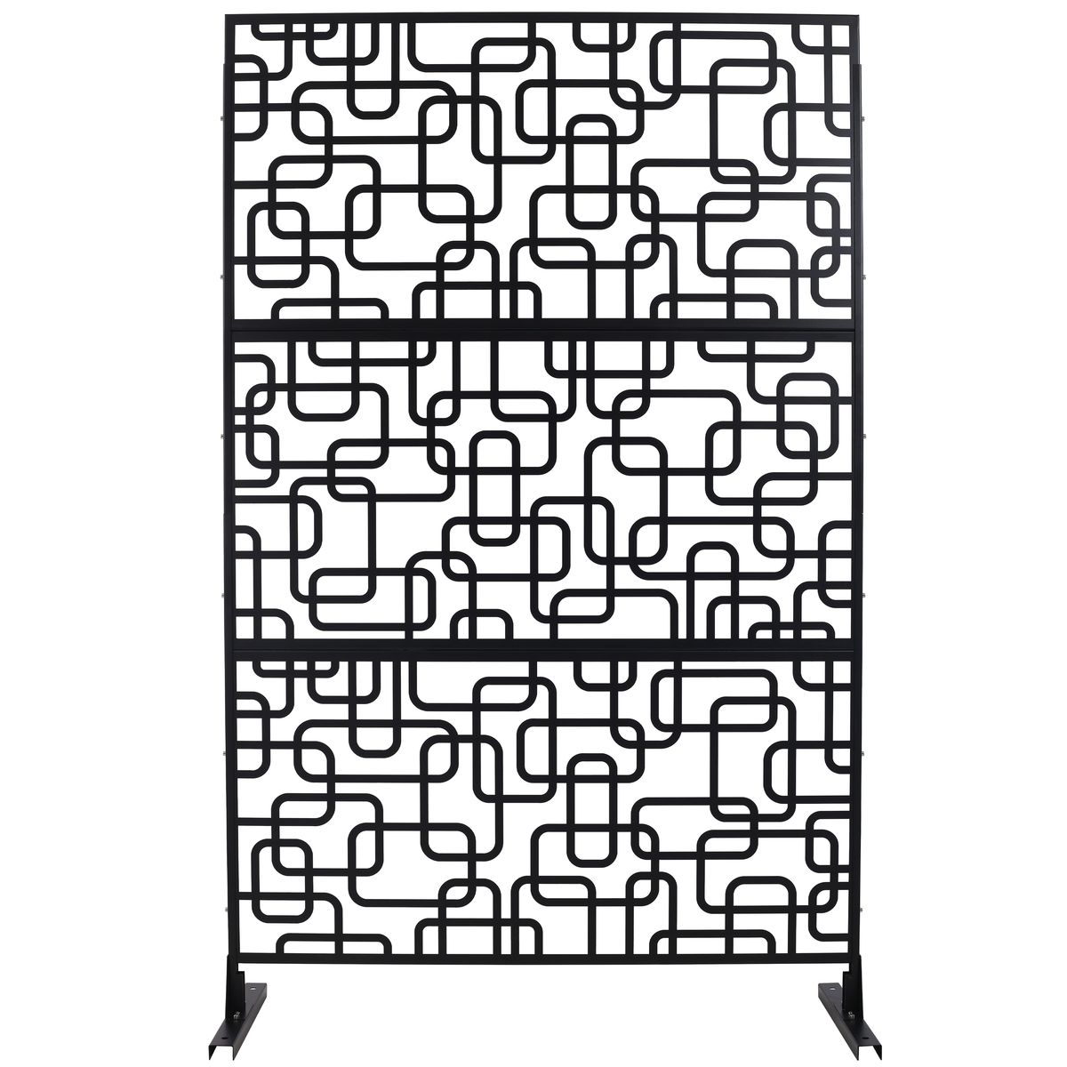 Outdoor & Indoor Privacy Screen Metal Privacy Screen 76' H×48' W, Freestanding Decorative Privacy Screen for Deck Balcony Patio, Privacy Fence Panels for Outside Lawn Garden PS114 BLACK