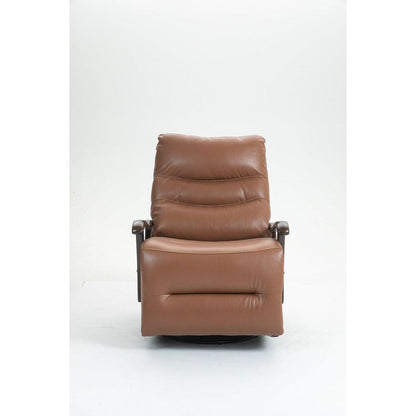 Swivel Rocker Recliner Power Glider Chair with Solid Wood Armrests - Extra Wide Reclining Sofa Chair Upholstered Faux Leather Living Room Single Sofa 350 lbs