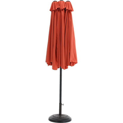 14.8 Ft Double Sided Outdoor Umbrella Rectangular Large with Crank (Orange)