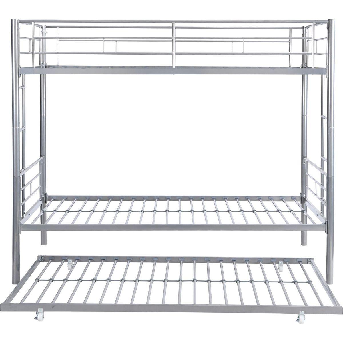 METAL BUNK BED WITH TRUNDLE SILVER