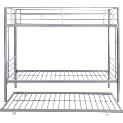 METAL BUNK BED WITH TRUNDLE SILVER