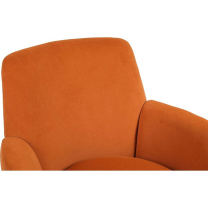 Velvet Swivel Barrel Chair, Swivel Accent Chairs Armchair for Living Room, Reading Chairs for Bedroom Comfy, Round Barrel Chairs with Gold Stainless Steel Base (Orange)