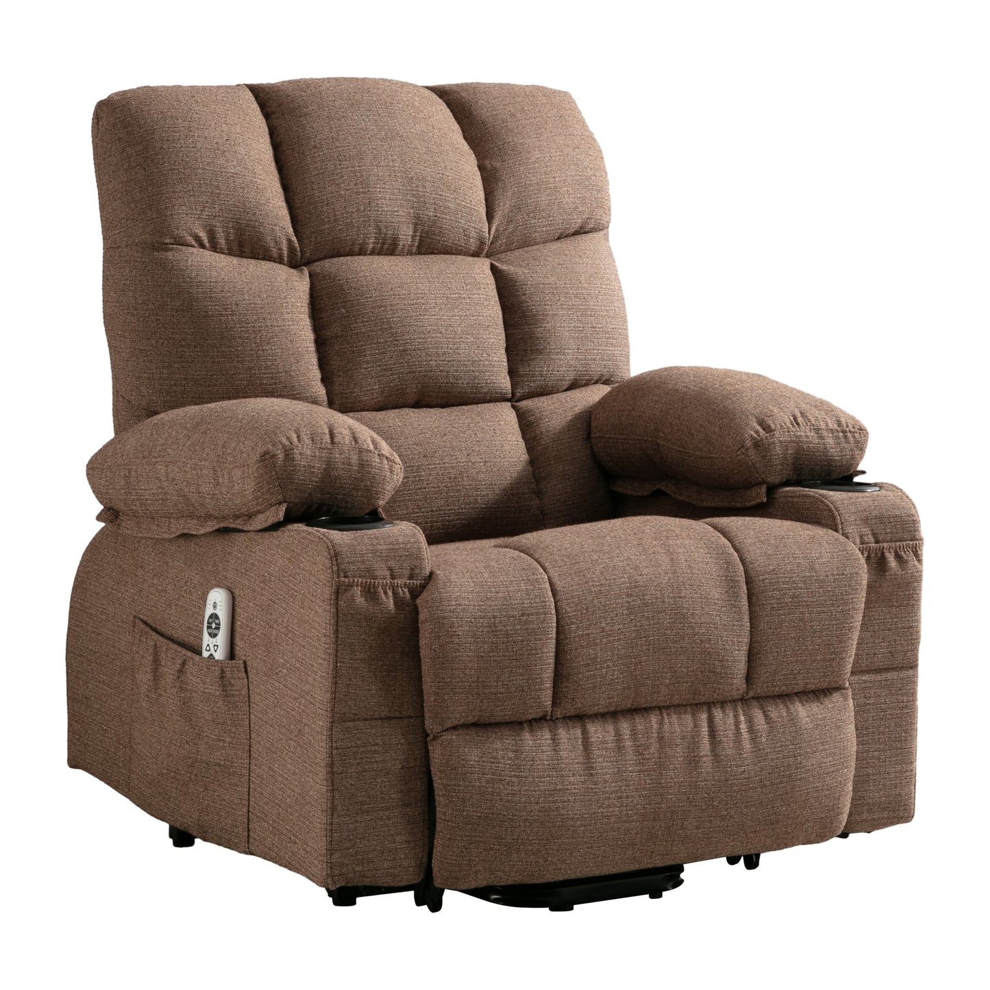 Power Lift Recliner Chair Recliners for Elderly with Heat and Massage Recliner Chair for Living Room with Infinite Position and Side Pocket,USB Charge Port.BROWN