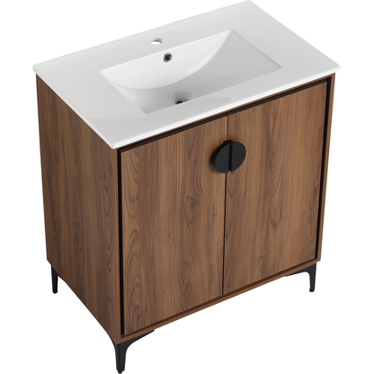 30 "Bathroom Vanity, 2 doors, Bathroom Cabinet Vanity Freestanding Cabinet Engineered Wood with sink