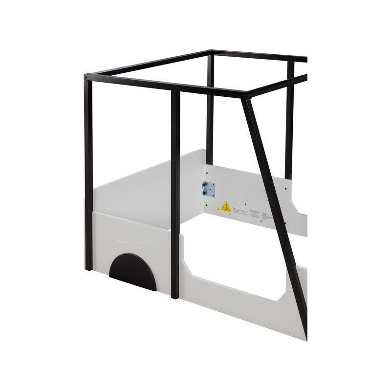 Twin Size Car-shaped Bed with Roof,Wooden Twin Floor Bed with wheels and door Design,Montessori Inspired Bedroom,Black