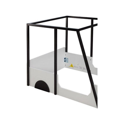 Twin Size Car-shaped Bed with Roof,Wooden Twin Floor Bed with wheels and door Design,Montessori Inspired Bedroom,Black