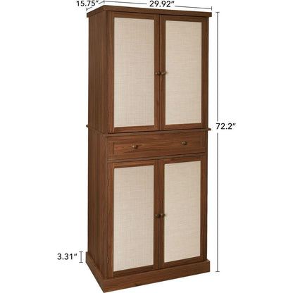 4 Door Cabinet with 1 Drawer, with 4 Adjustable Inner Shelves, Storage Cabinet