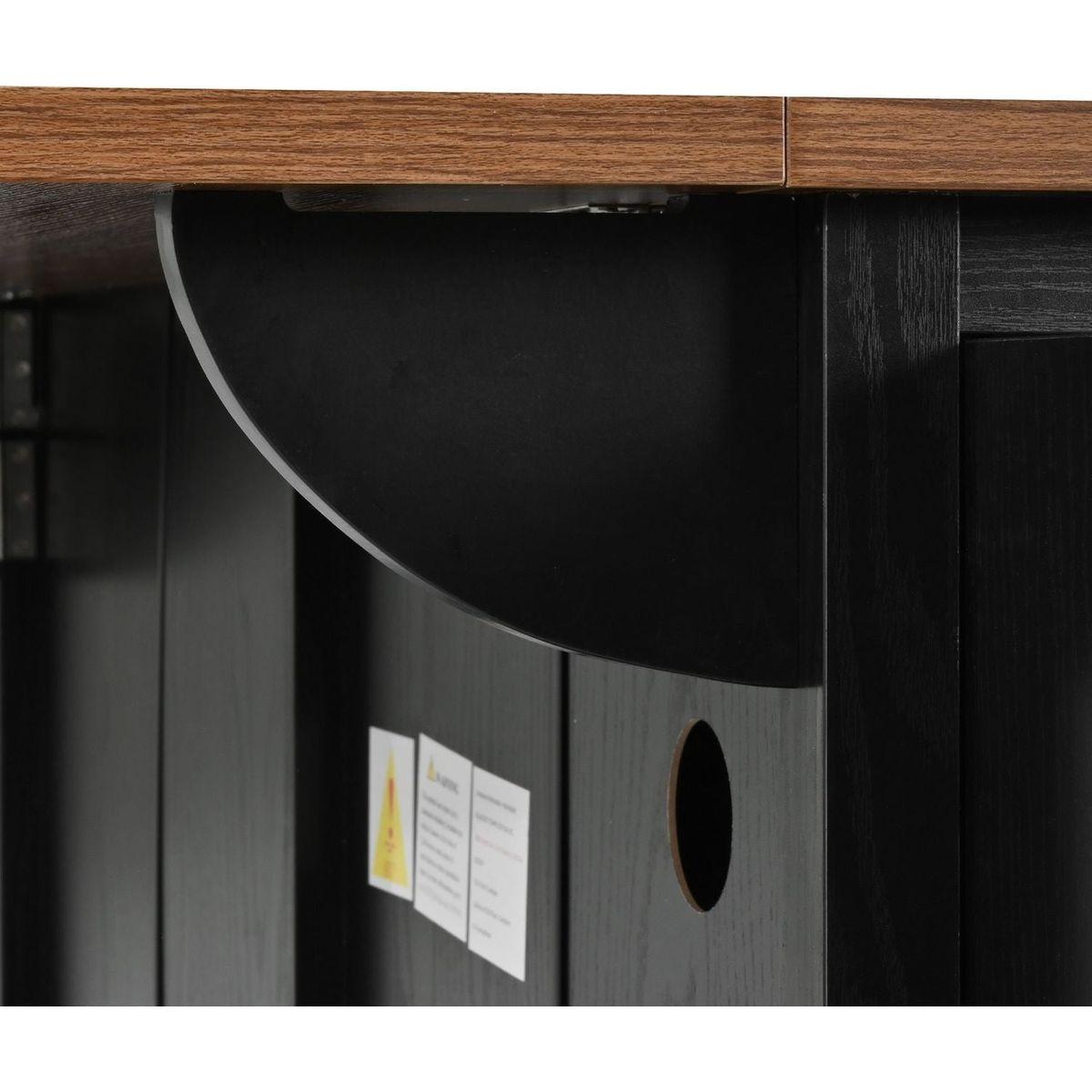 53.5"Farmhouse Kitchen Island with Power Outlet, Kitchen Storage Island with Drop Leaf, Spice Rack and Drawer, Rolling Kitchen Cart on Wheels, for Home, Kitchen and Dining Room, Black